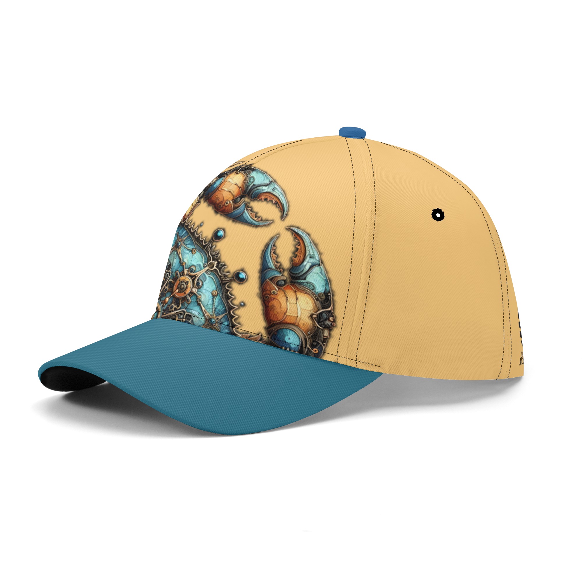 Baseball cap with an all-over blue crab print